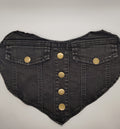 Black Denim Heart Fabric