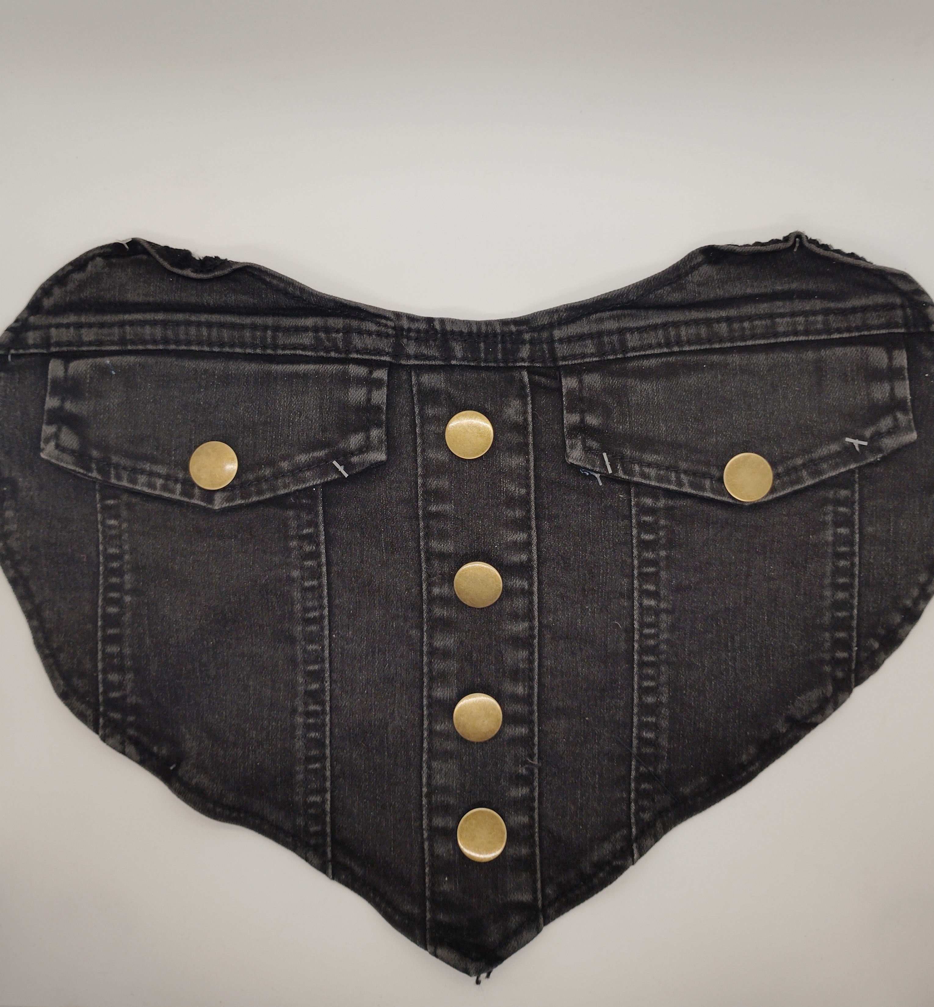 Black Denim Heart Fabric