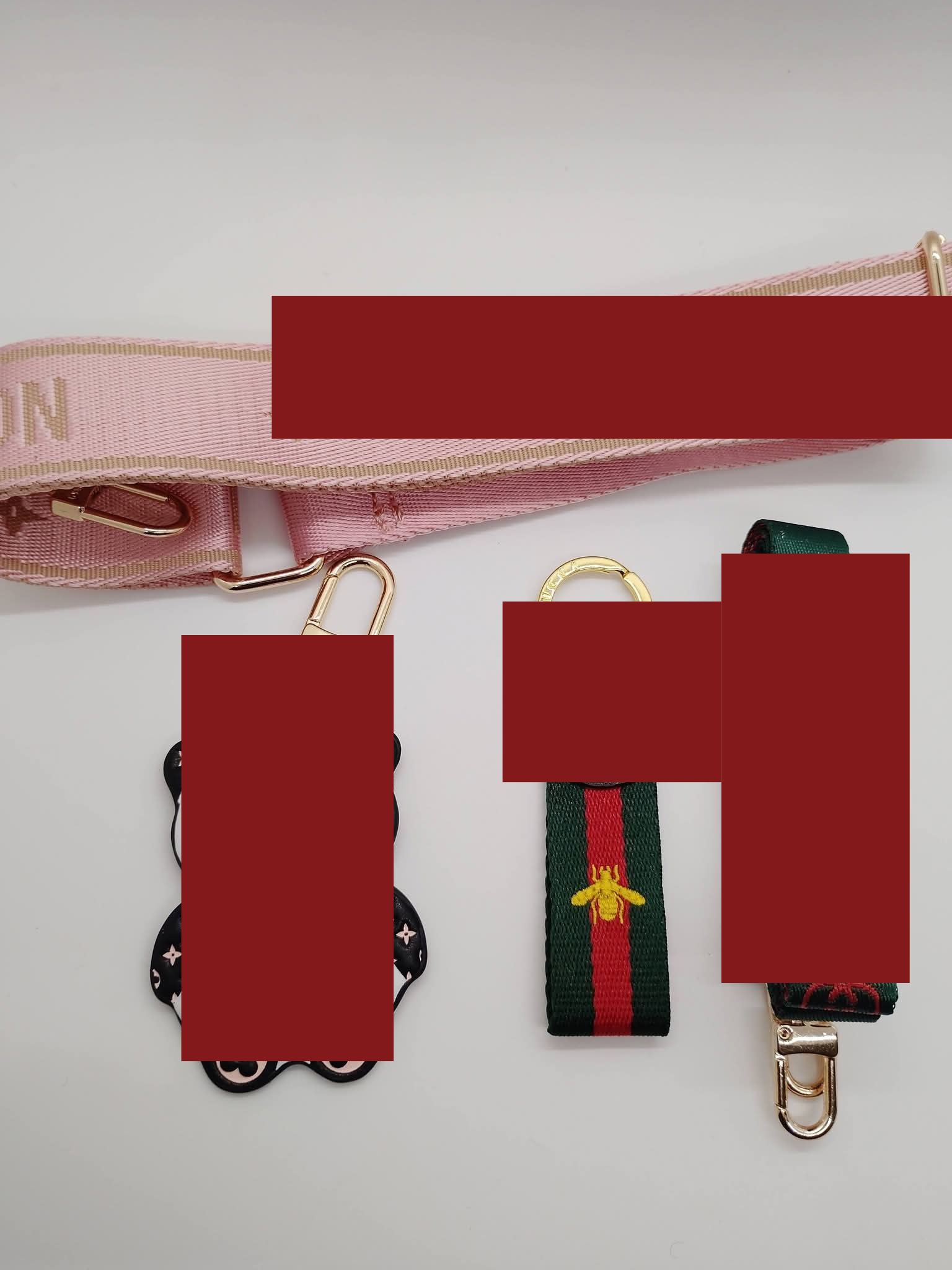 Pink L and Green G Keychain & Strap Set
