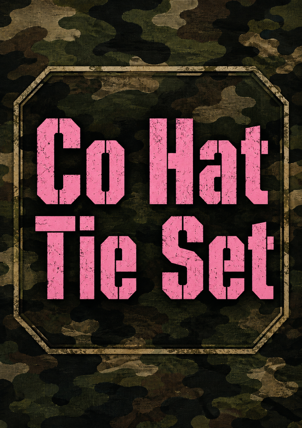 Camo and Pink Co Hat & Tie Set