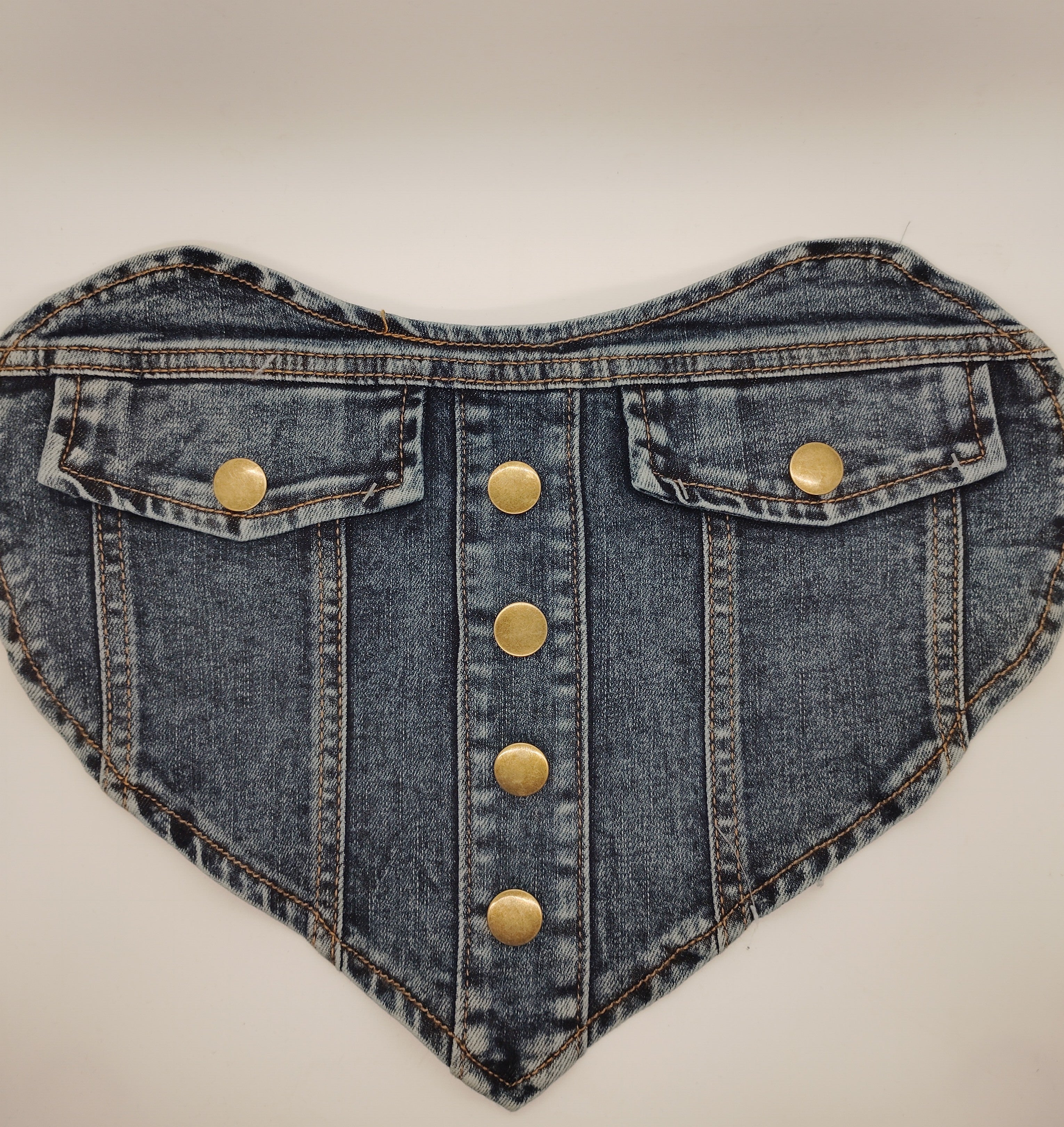 Blue Denim Heart Fabric