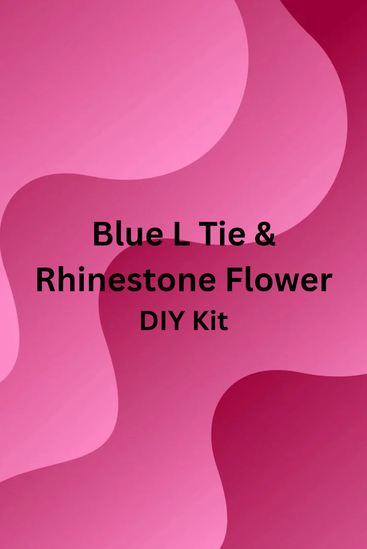 Blue L Tie and Rhinestone Flower Kit