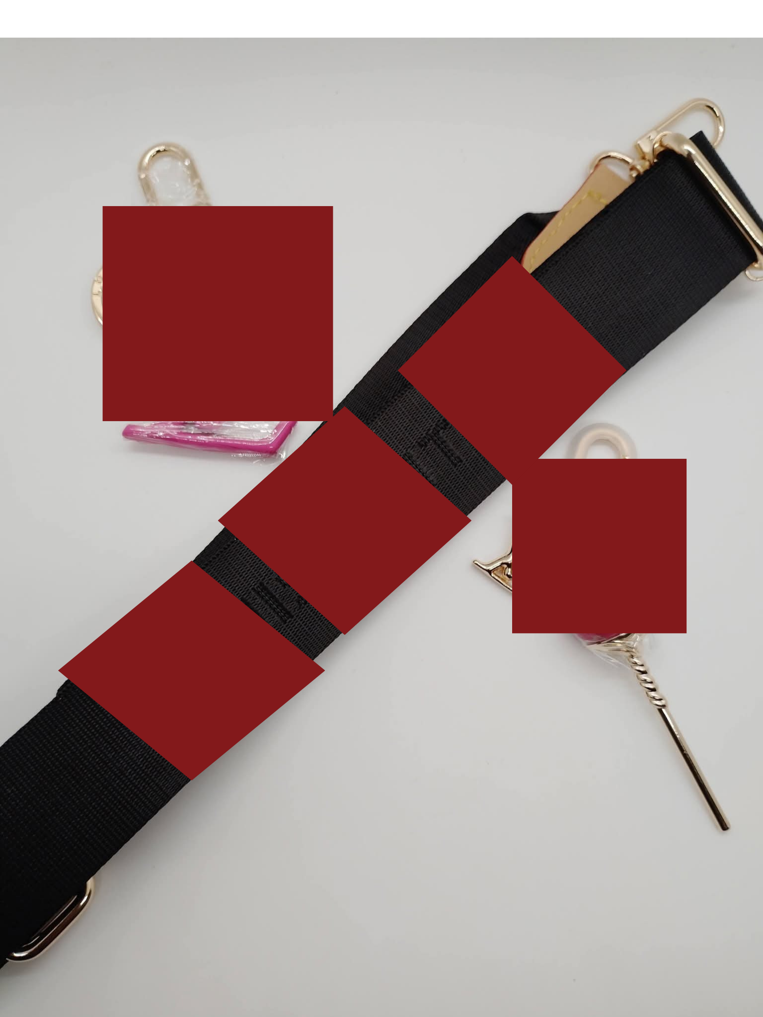 L Hot Pink/Black Strap & Keychain Set