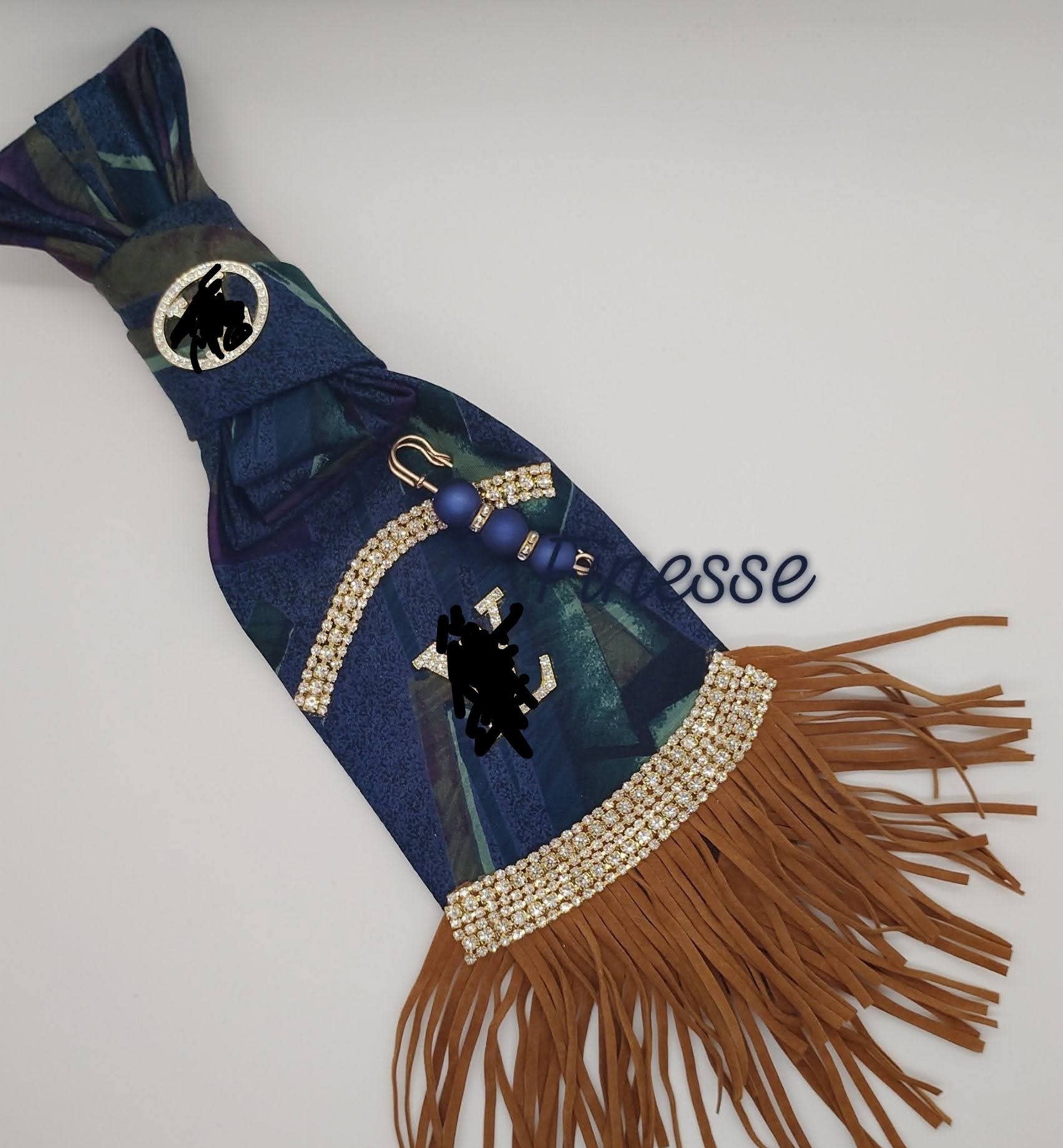 L Peacock Fringe Tie