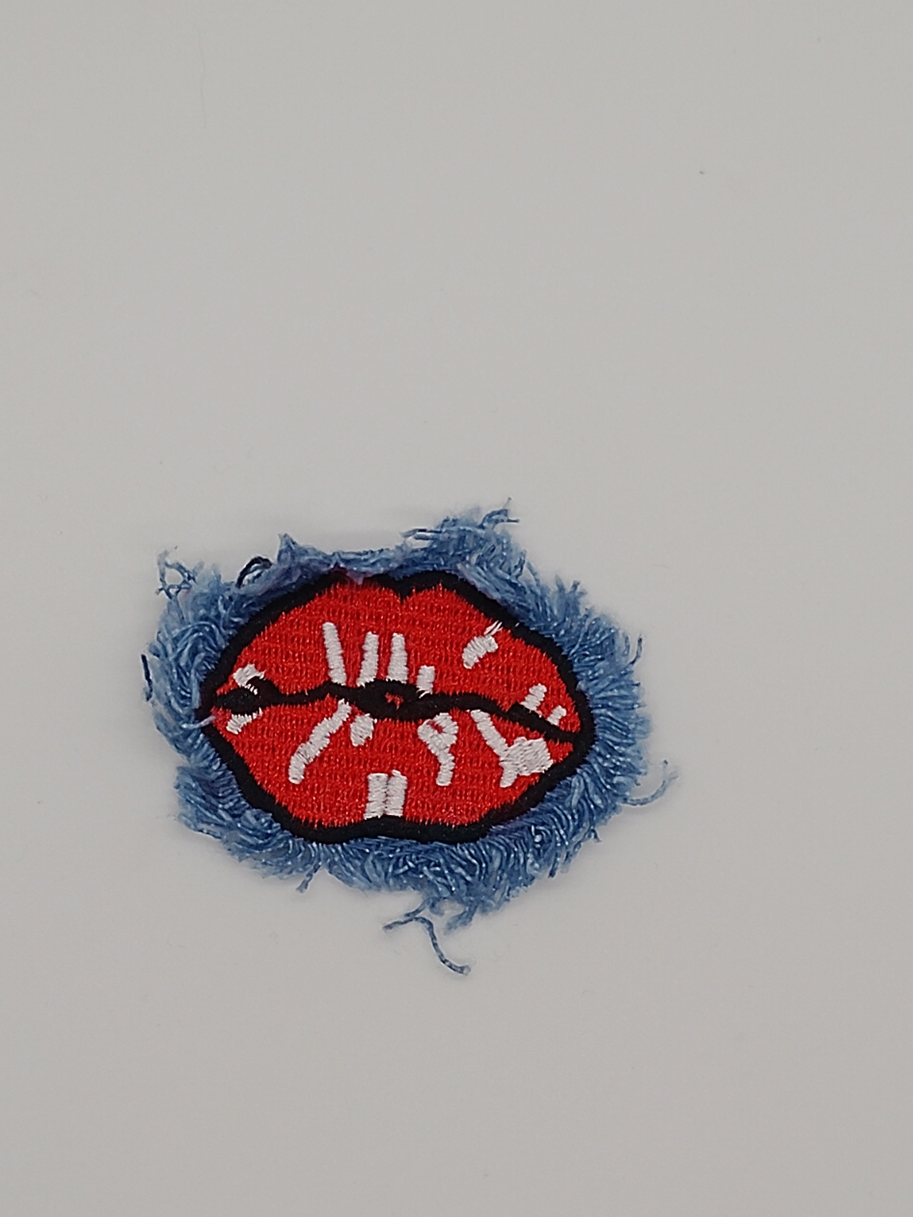 Lip Distressed Denim Patch