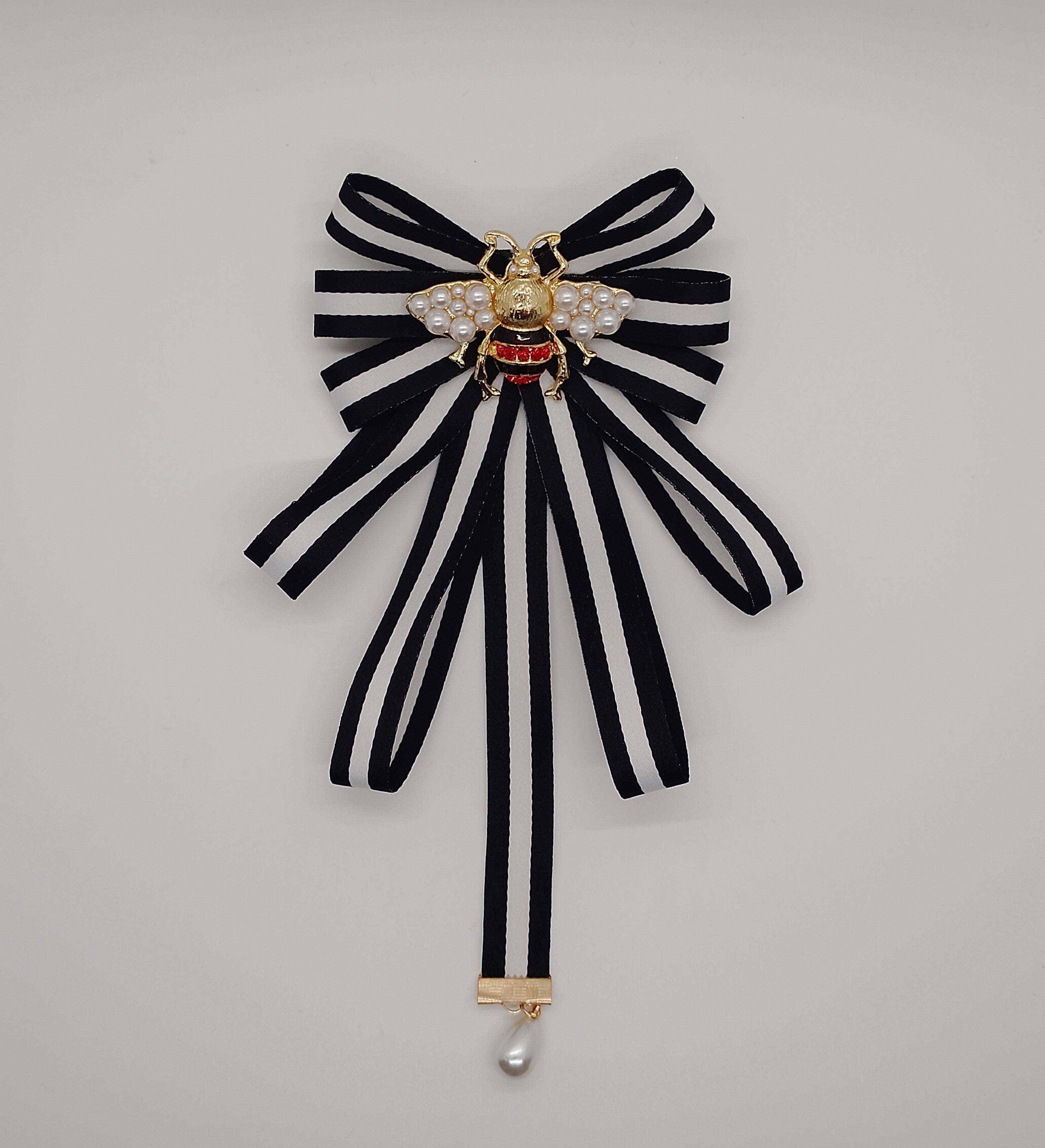 Black and White Brooch Bow